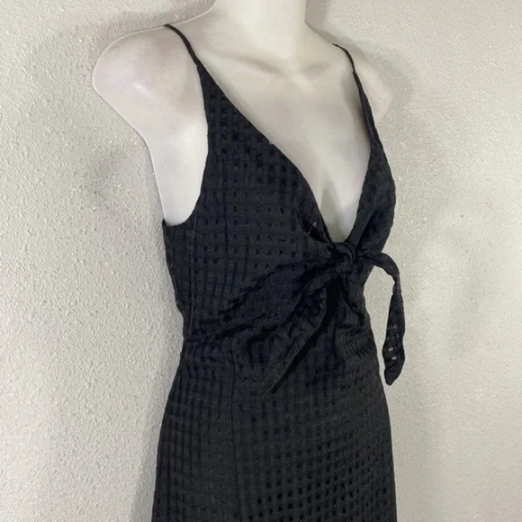 NWT BCBGeneration Black Square Mesh Tie Bust Front Slit Maxi Dress KK22 - Picture 7 of 15